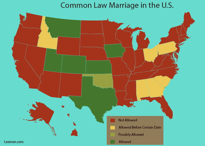 Common law marriage in the U.S Map